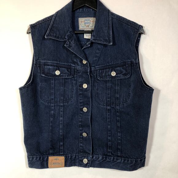 P.S. Gitano Denim Vest Dark Blue Cotton Vintage Retro 80s Western Workwear - Picture 10 of 10